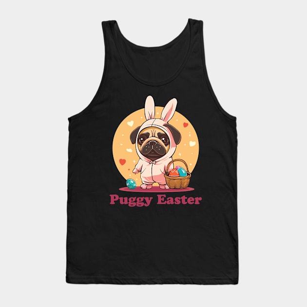 Easter bunny pug easter eggs Tank Top by StepInSky